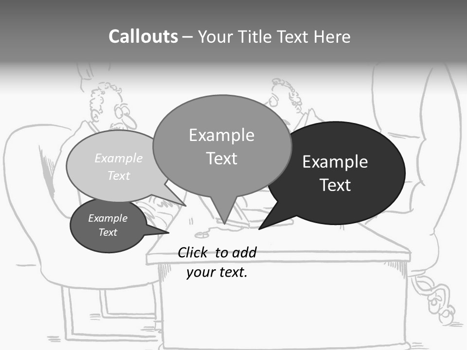 A Cartoon Of Two Men Sitting At A Table Talking To Each Other PowerPoint Template