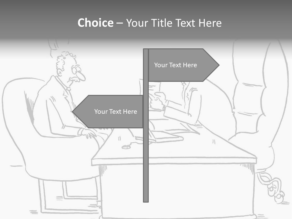 A Cartoon Of Two Men Sitting At A Table Talking To Each Other PowerPoint Template