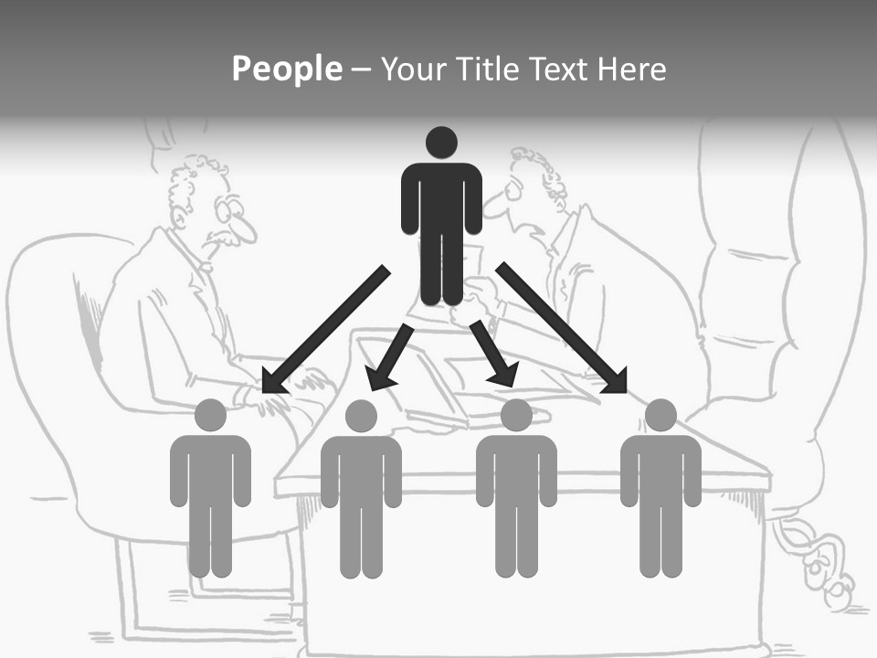 A Cartoon Of Two Men Sitting At A Table Talking To Each Other PowerPoint Template