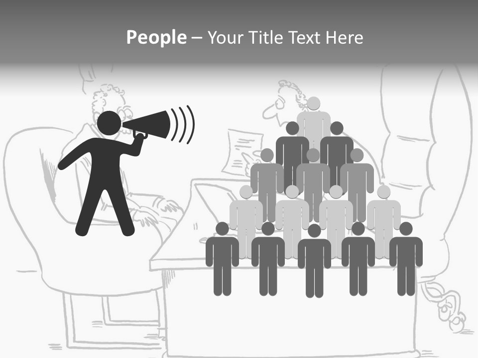 A Cartoon Of Two Men Sitting At A Table Talking To Each Other PowerPoint Template