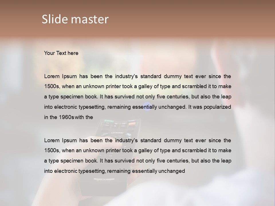 A Person Holding A Remote Control In Front Of A Television PowerPoint Template