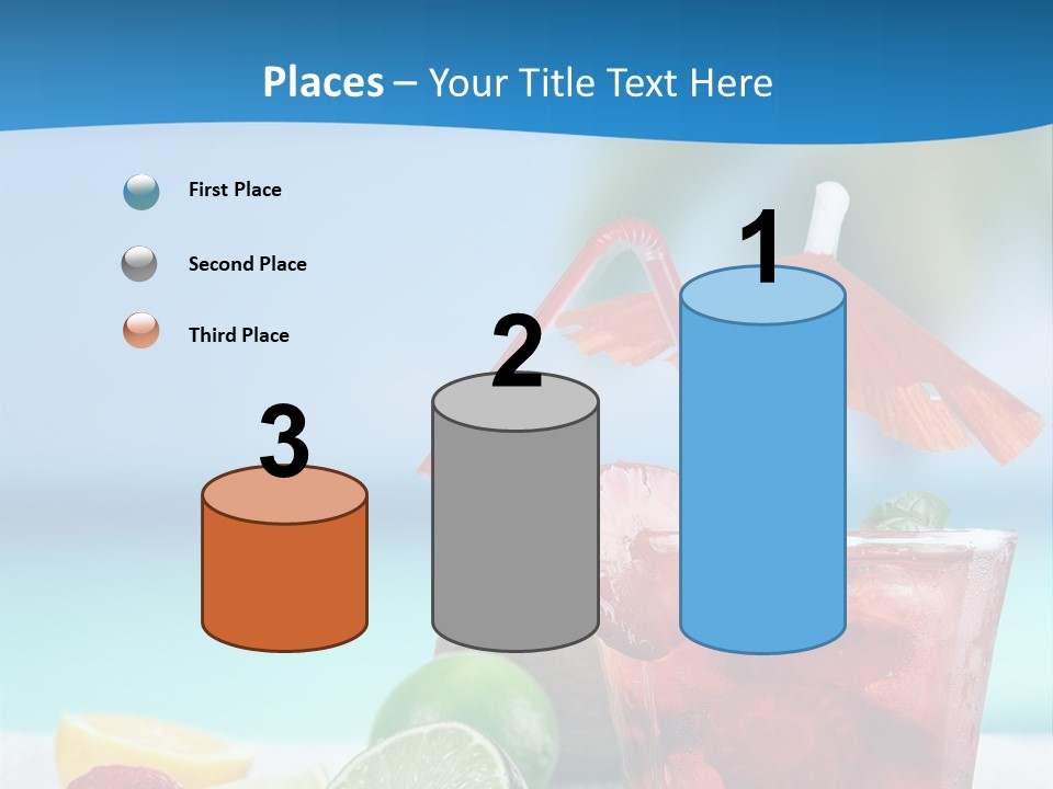 A Drink With Strawberries And Limes On A Wooden Table PowerPoint Template