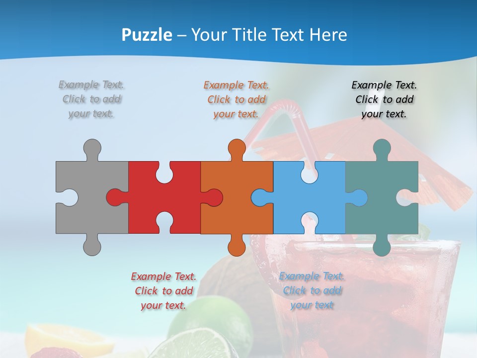 A Drink With Strawberries And Limes On A Wooden Table PowerPoint Template