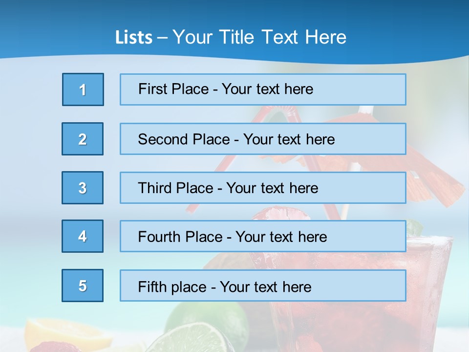 A Drink With Strawberries And Limes On A Wooden Table PowerPoint Template