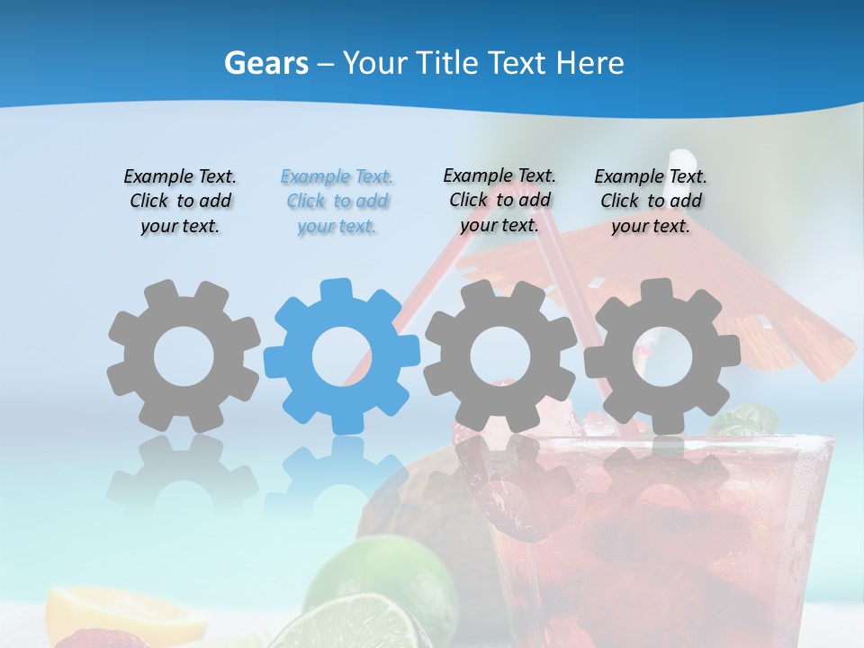 A Drink With Strawberries And Limes On A Wooden Table PowerPoint Template