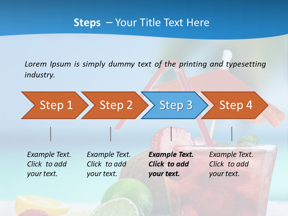 A Drink With Strawberries And Limes On A Wooden Table PowerPoint Template