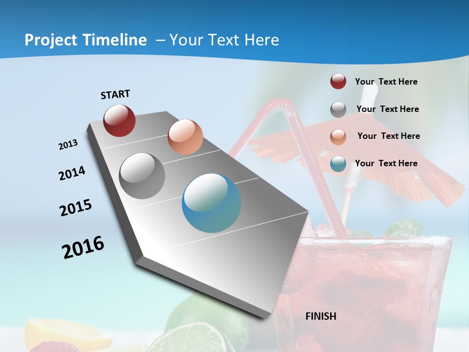 A Drink With Strawberries And Limes On A Wooden Table PowerPoint Template