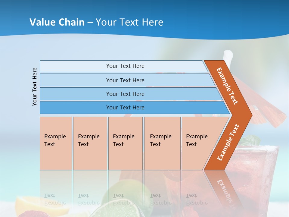 A Drink With Strawberries And Limes On A Wooden Table PowerPoint Template