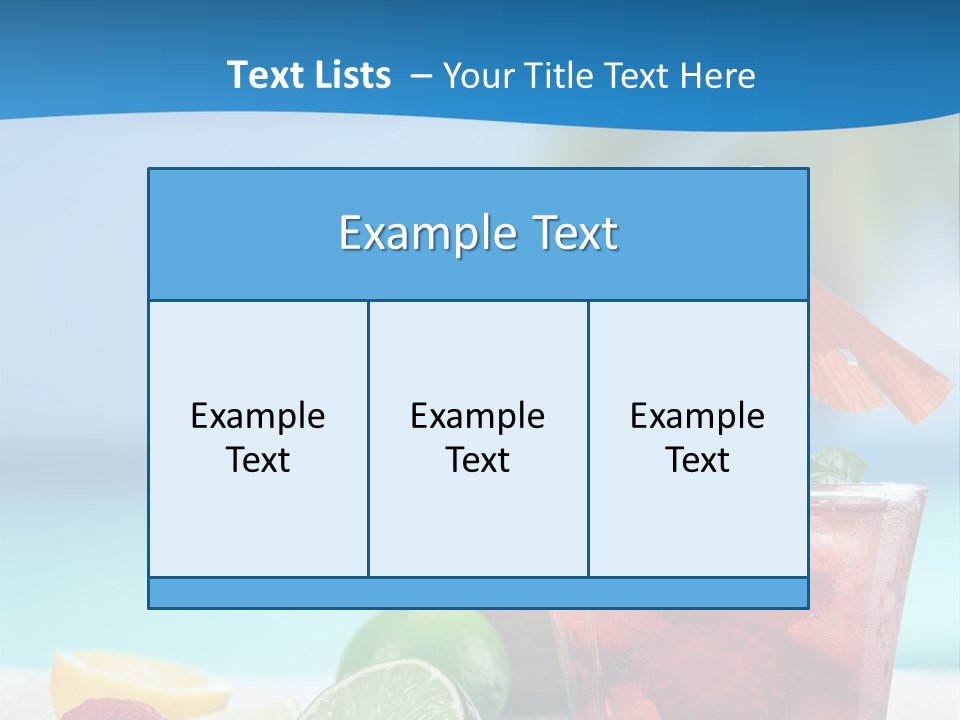 A Drink With Strawberries And Limes On A Wooden Table PowerPoint Template