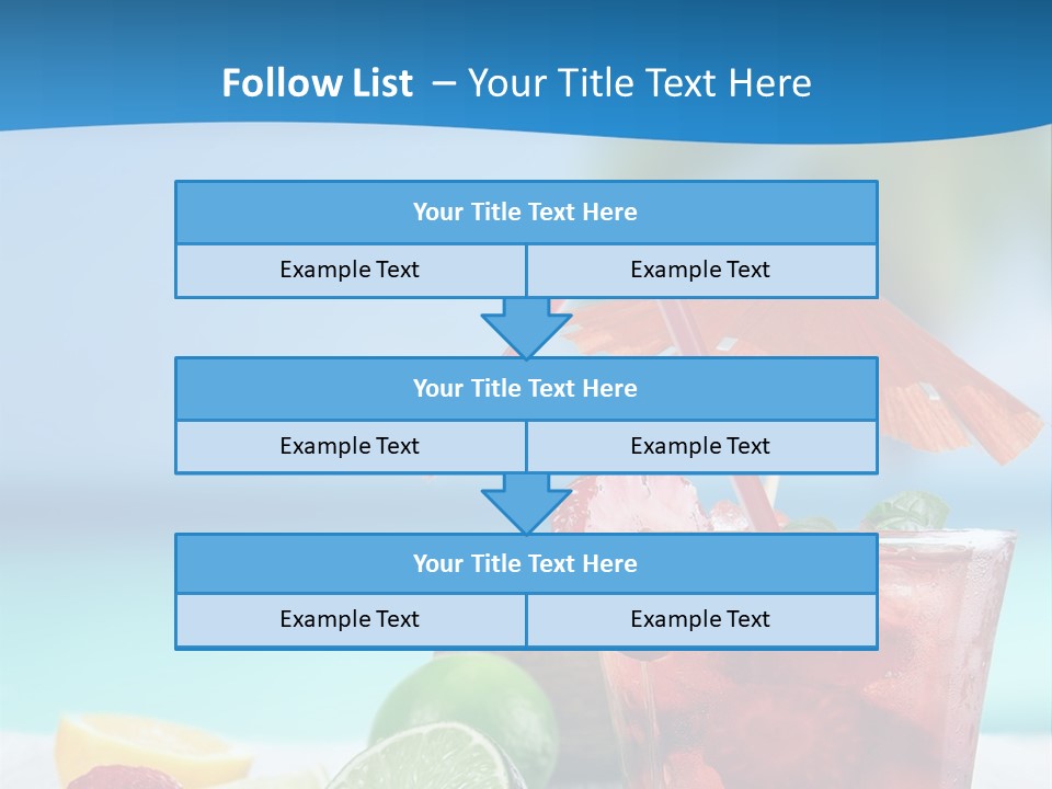 A Drink With Strawberries And Limes On A Wooden Table PowerPoint Template