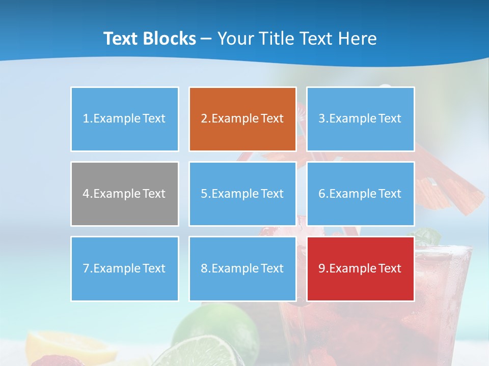 A Drink With Strawberries And Limes On A Wooden Table PowerPoint Template