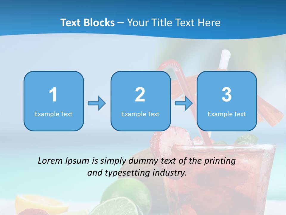 A Drink With Strawberries And Limes On A Wooden Table PowerPoint Template