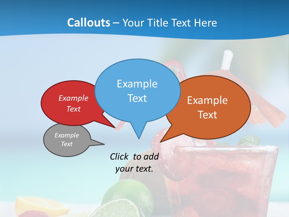 A Drink With Strawberries And Limes On A Wooden Table PowerPoint Template