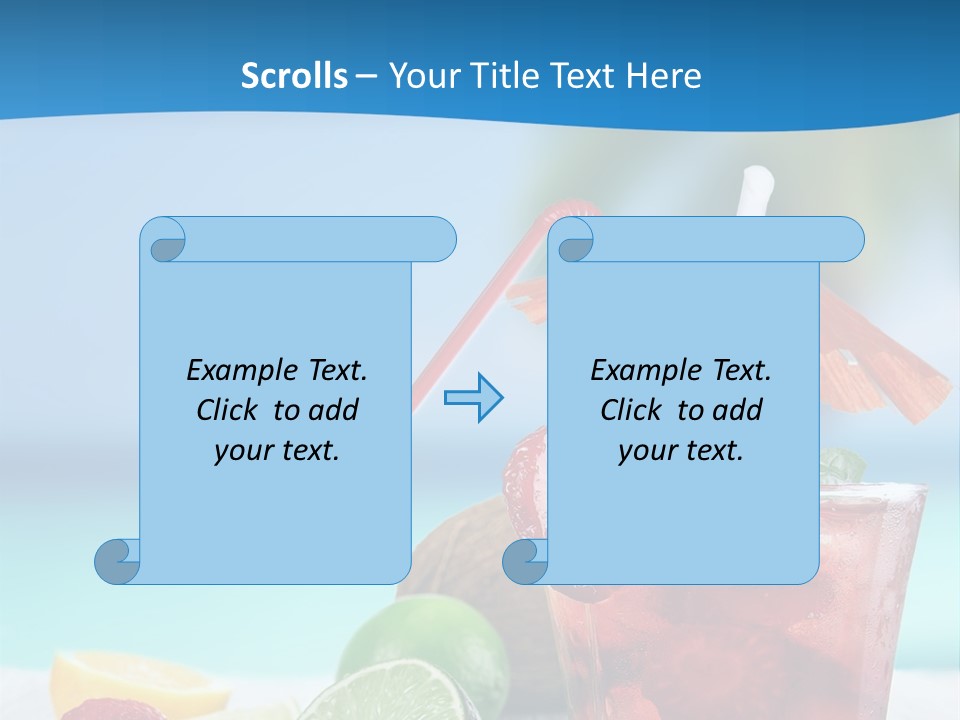 A Drink With Strawberries And Limes On A Wooden Table PowerPoint Template