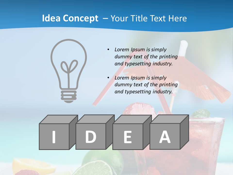 A Drink With Strawberries And Limes On A Wooden Table PowerPoint Template