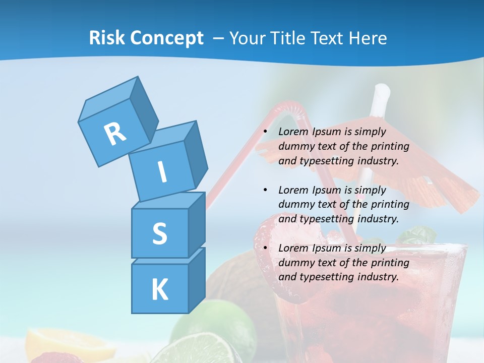 A Drink With Strawberries And Limes On A Wooden Table PowerPoint Template