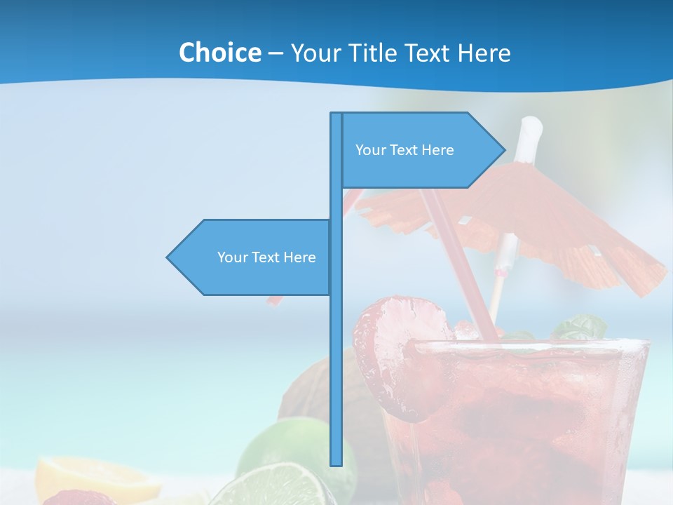 A Drink With Strawberries And Limes On A Wooden Table PowerPoint Template