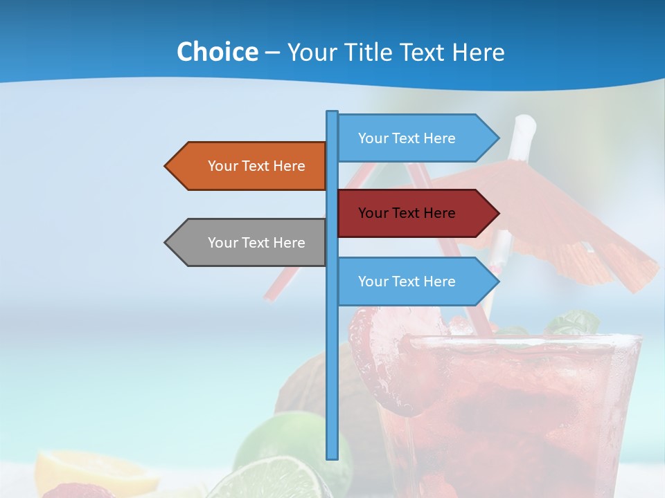 A Drink With Strawberries And Limes On A Wooden Table PowerPoint Template