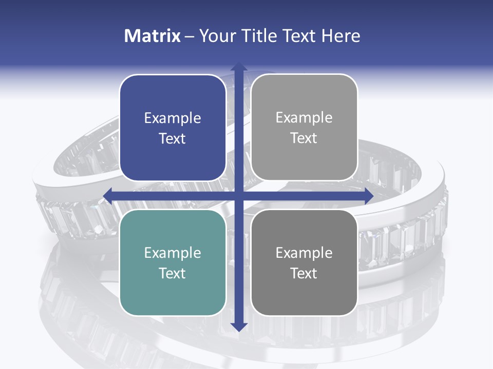 Two Wedding Rings With Diamonds On A Reflective Surface PowerPoint Template
