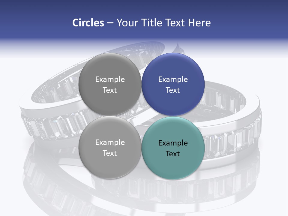Two Wedding Rings With Diamonds On A Reflective Surface PowerPoint Template