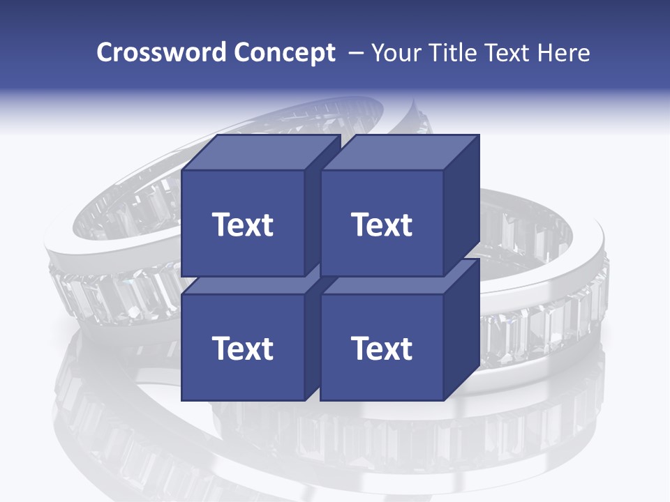 Two Wedding Rings With Diamonds On A Reflective Surface PowerPoint Template
