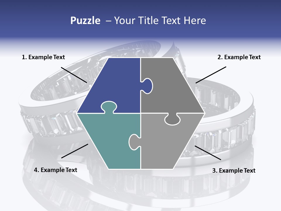 Two Wedding Rings With Diamonds On A Reflective Surface PowerPoint Template