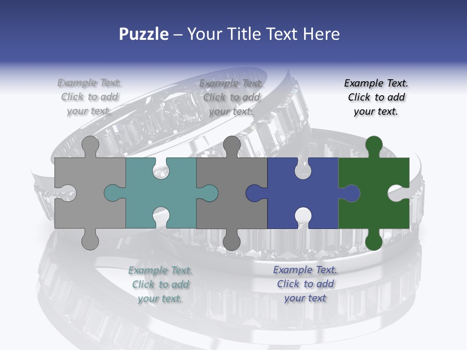 Two Wedding Rings With Diamonds On A Reflective Surface PowerPoint Template