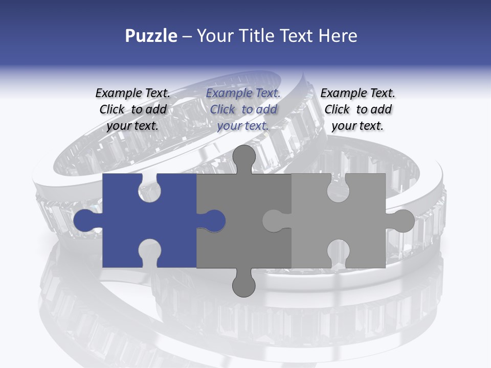 Two Wedding Rings With Diamonds On A Reflective Surface PowerPoint Template