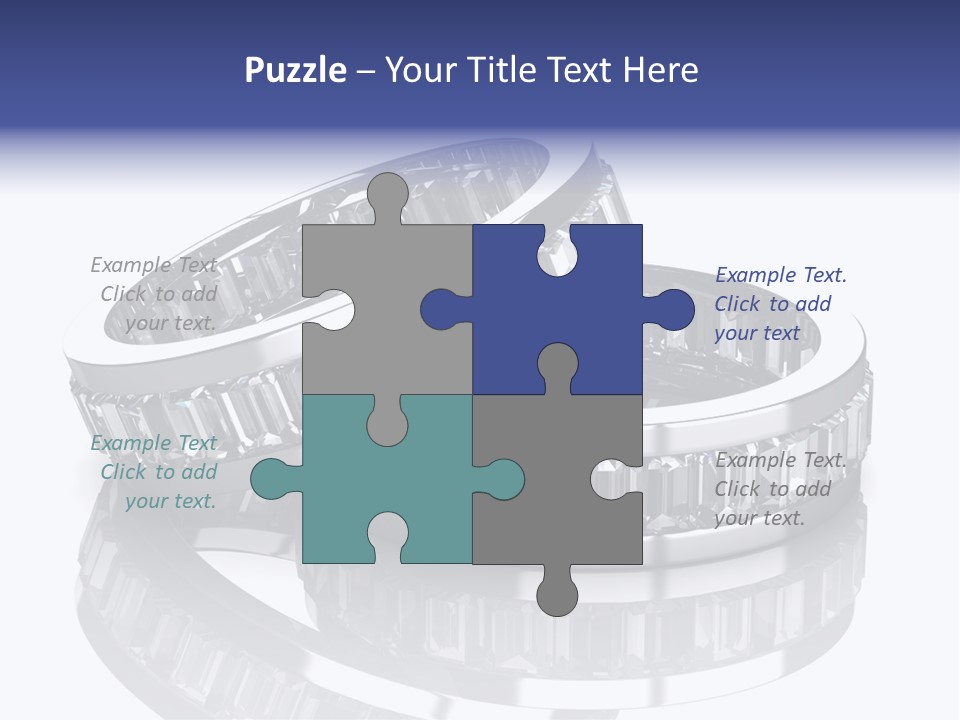 Two Wedding Rings With Diamonds On A Reflective Surface PowerPoint Template