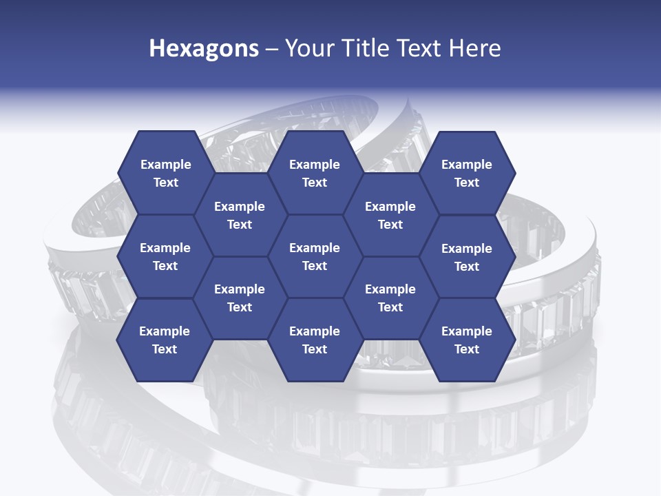 Two Wedding Rings With Diamonds On A Reflective Surface PowerPoint Template