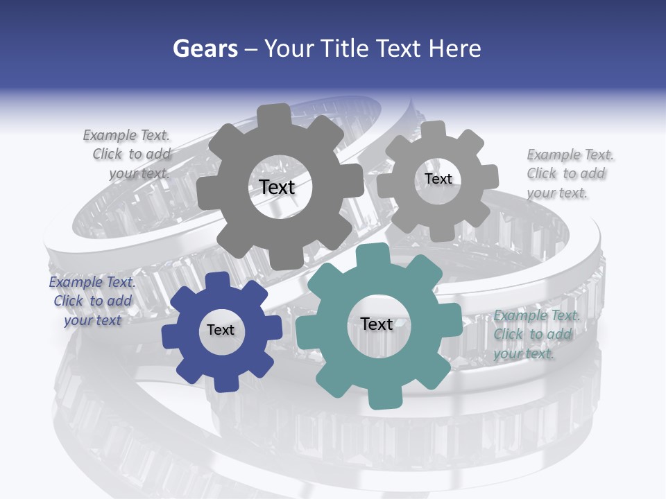 Two Wedding Rings With Diamonds On A Reflective Surface PowerPoint Template