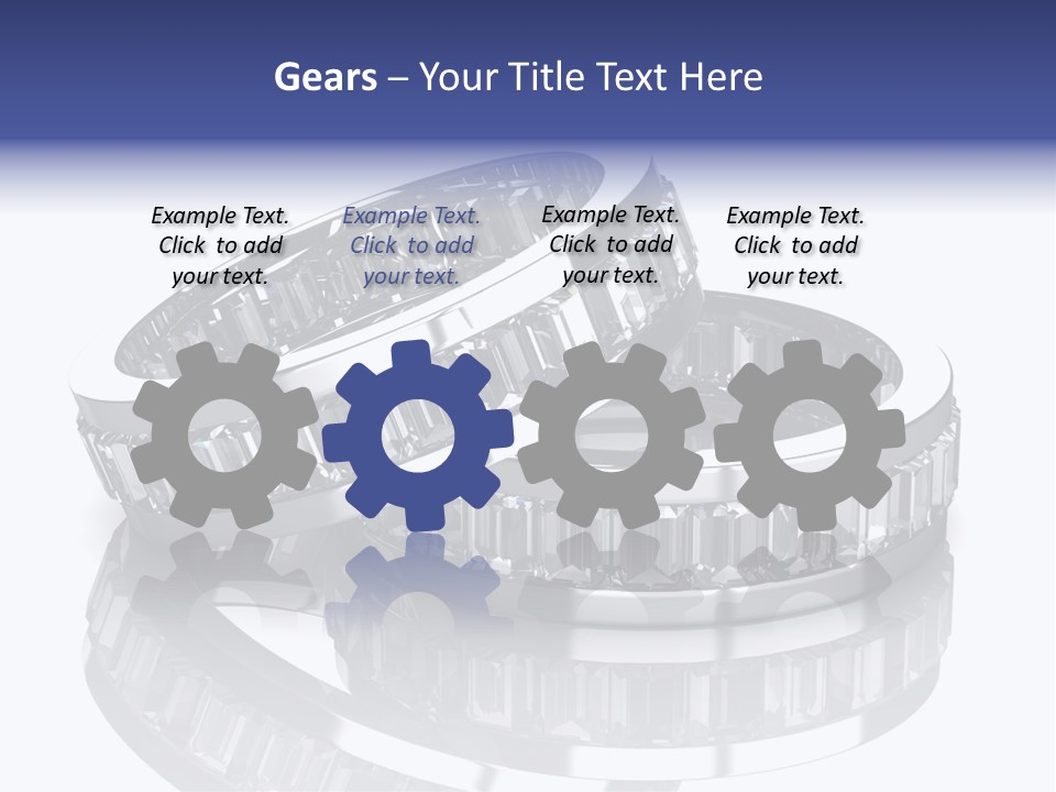 Two Wedding Rings With Diamonds On A Reflective Surface PowerPoint Template