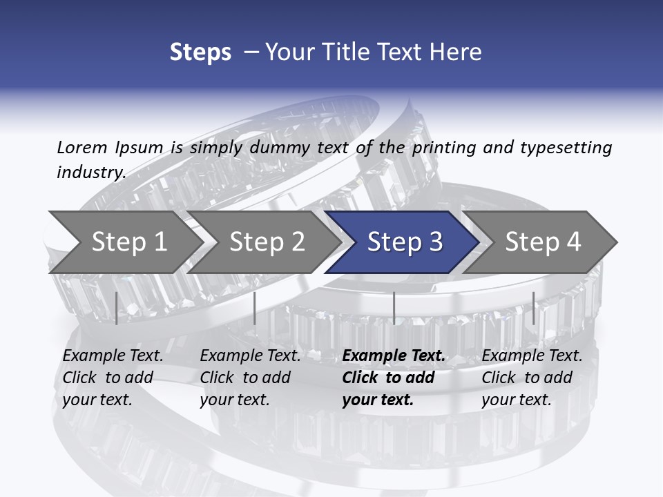Two Wedding Rings With Diamonds On A Reflective Surface PowerPoint Template
