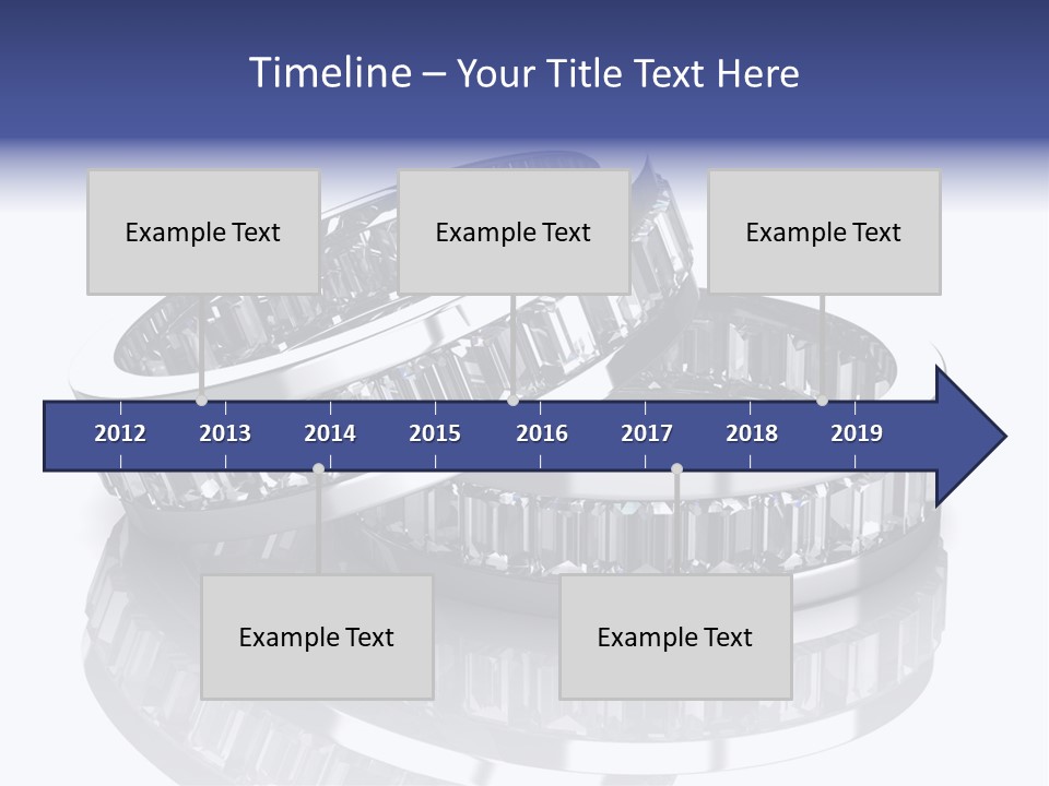 Two Wedding Rings With Diamonds On A Reflective Surface PowerPoint Template