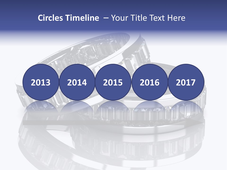 Two Wedding Rings With Diamonds On A Reflective Surface PowerPoint Template