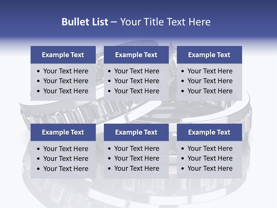 Two Wedding Rings With Diamonds On A Reflective Surface PowerPoint Template