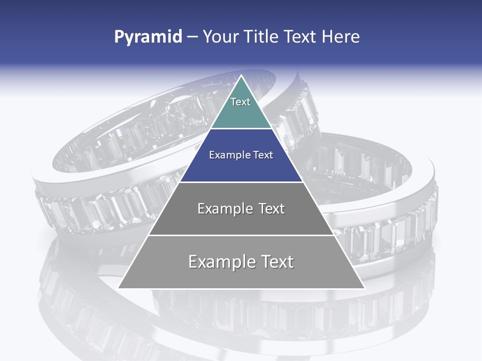 Two Wedding Rings With Diamonds On A Reflective Surface PowerPoint Template