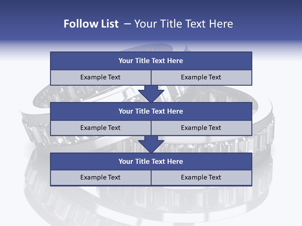 Two Wedding Rings With Diamonds On A Reflective Surface PowerPoint Template