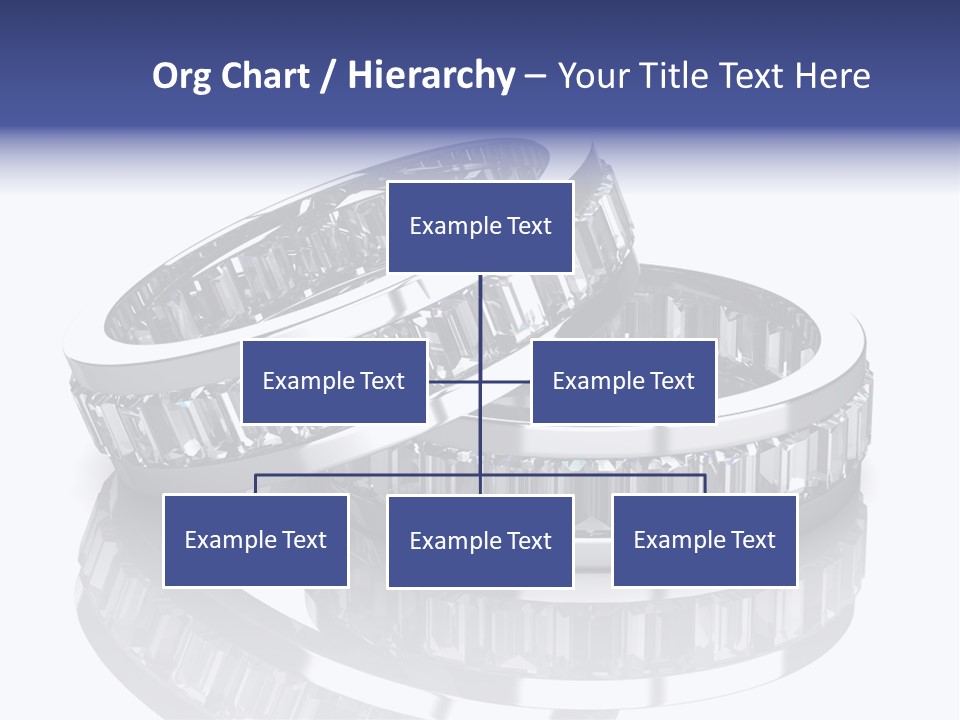 Two Wedding Rings With Diamonds On A Reflective Surface PowerPoint Template