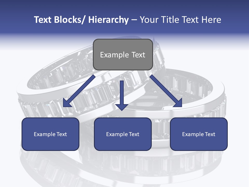 Two Wedding Rings With Diamonds On A Reflective Surface PowerPoint Template