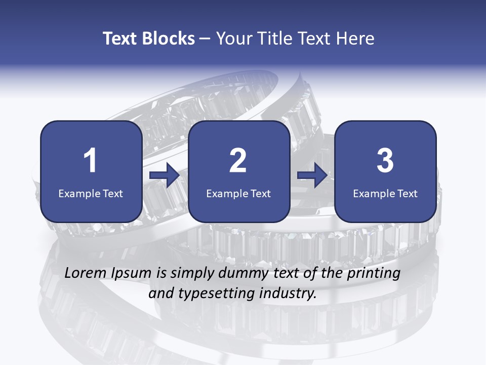 Two Wedding Rings With Diamonds On A Reflective Surface PowerPoint Template