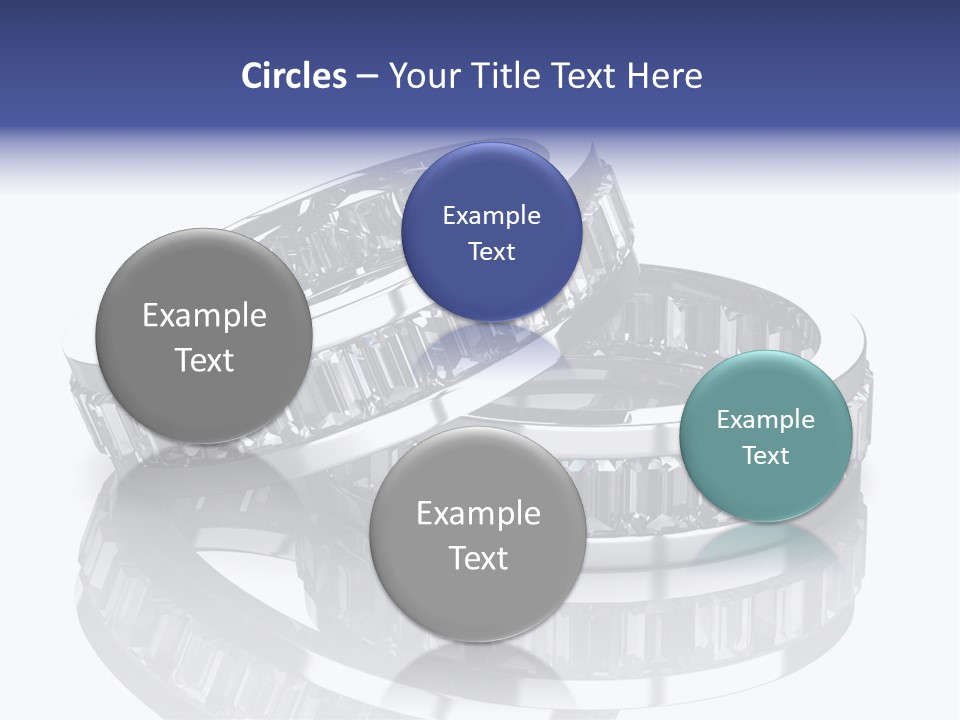 Two Wedding Rings With Diamonds On A Reflective Surface PowerPoint Template