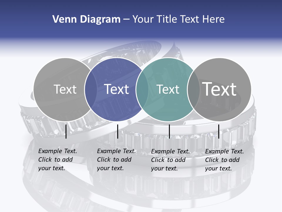 Two Wedding Rings With Diamonds On A Reflective Surface PowerPoint Template