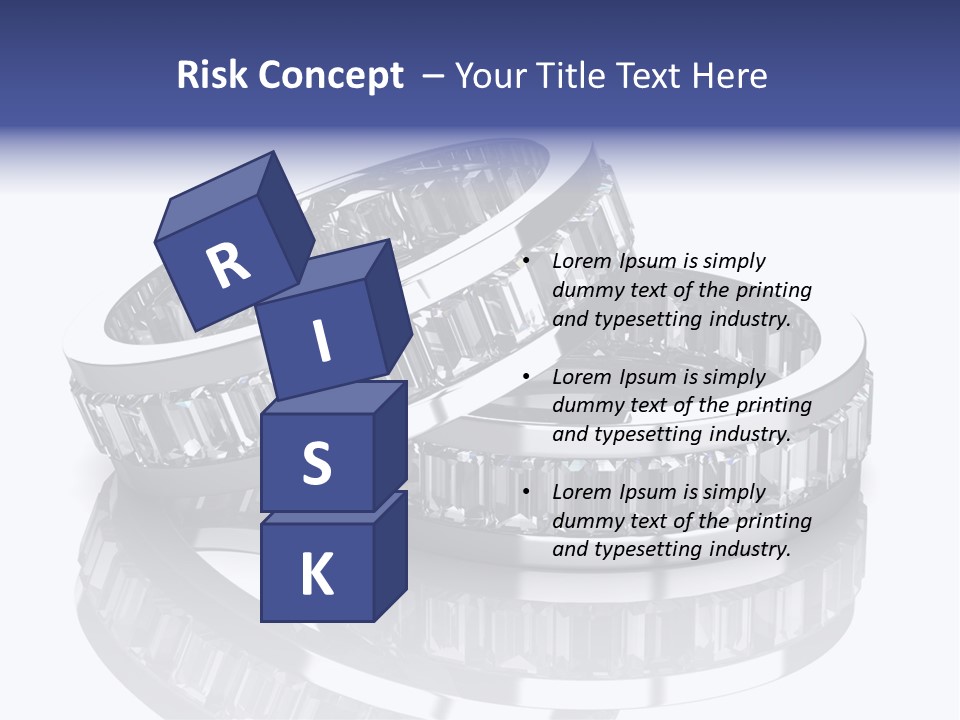 Two Wedding Rings With Diamonds On A Reflective Surface PowerPoint Template