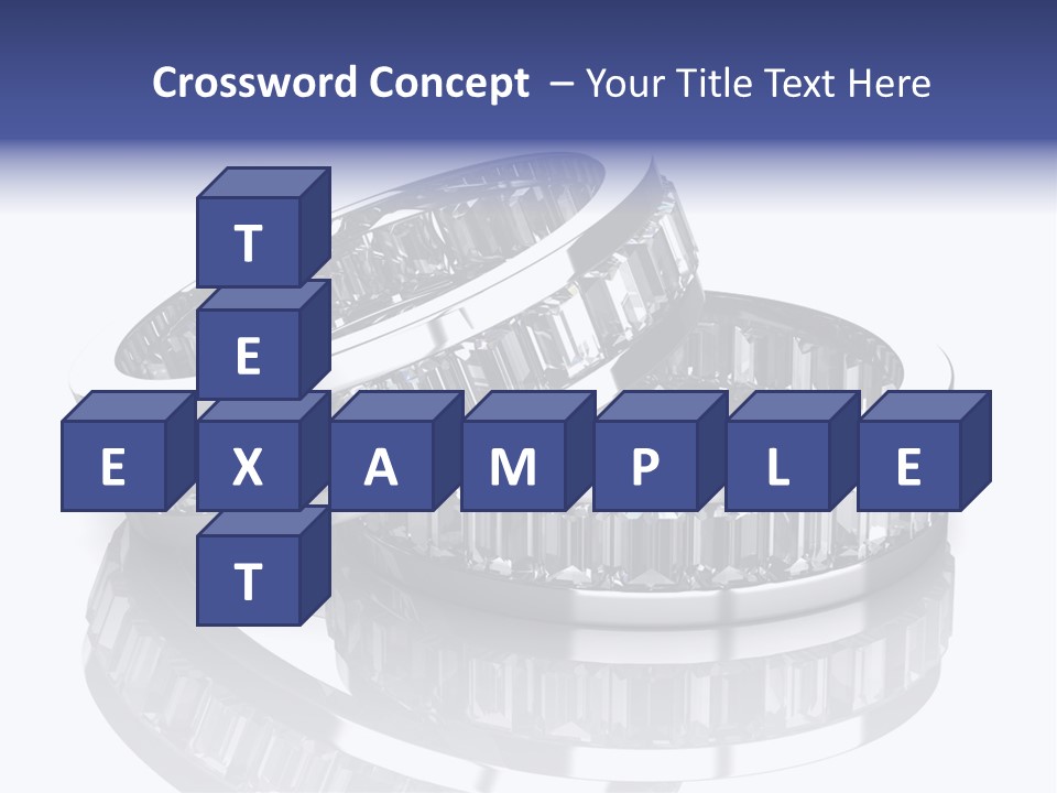 Two Wedding Rings With Diamonds On A Reflective Surface PowerPoint Template