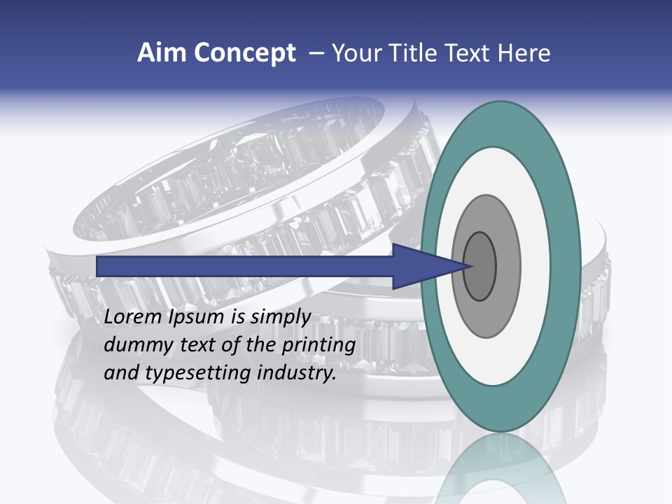 Two Wedding Rings With Diamonds On A Reflective Surface PowerPoint Template