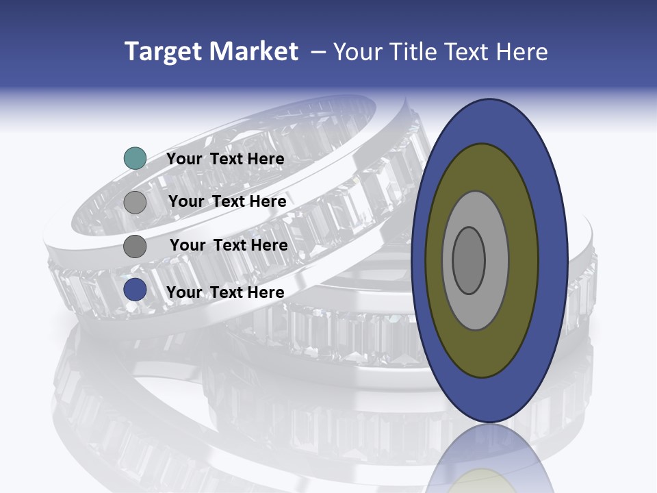 Two Wedding Rings With Diamonds On A Reflective Surface PowerPoint Template