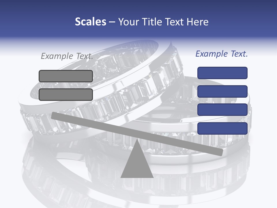 Two Wedding Rings With Diamonds On A Reflective Surface PowerPoint Template