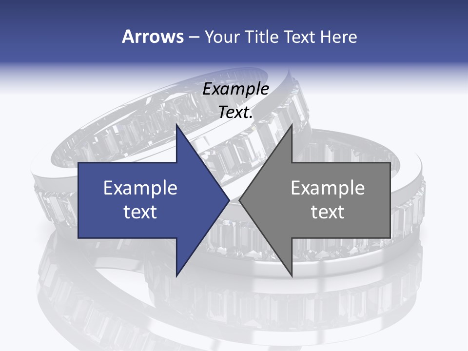 Two Wedding Rings With Diamonds On A Reflective Surface PowerPoint Template