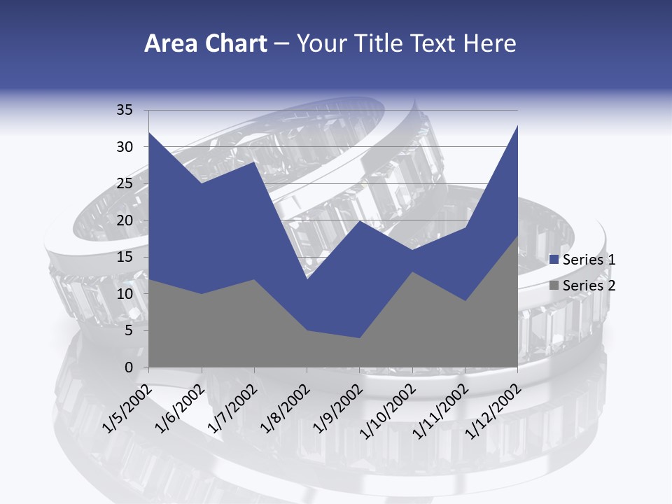 Two Wedding Rings With Diamonds On A Reflective Surface PowerPoint Template